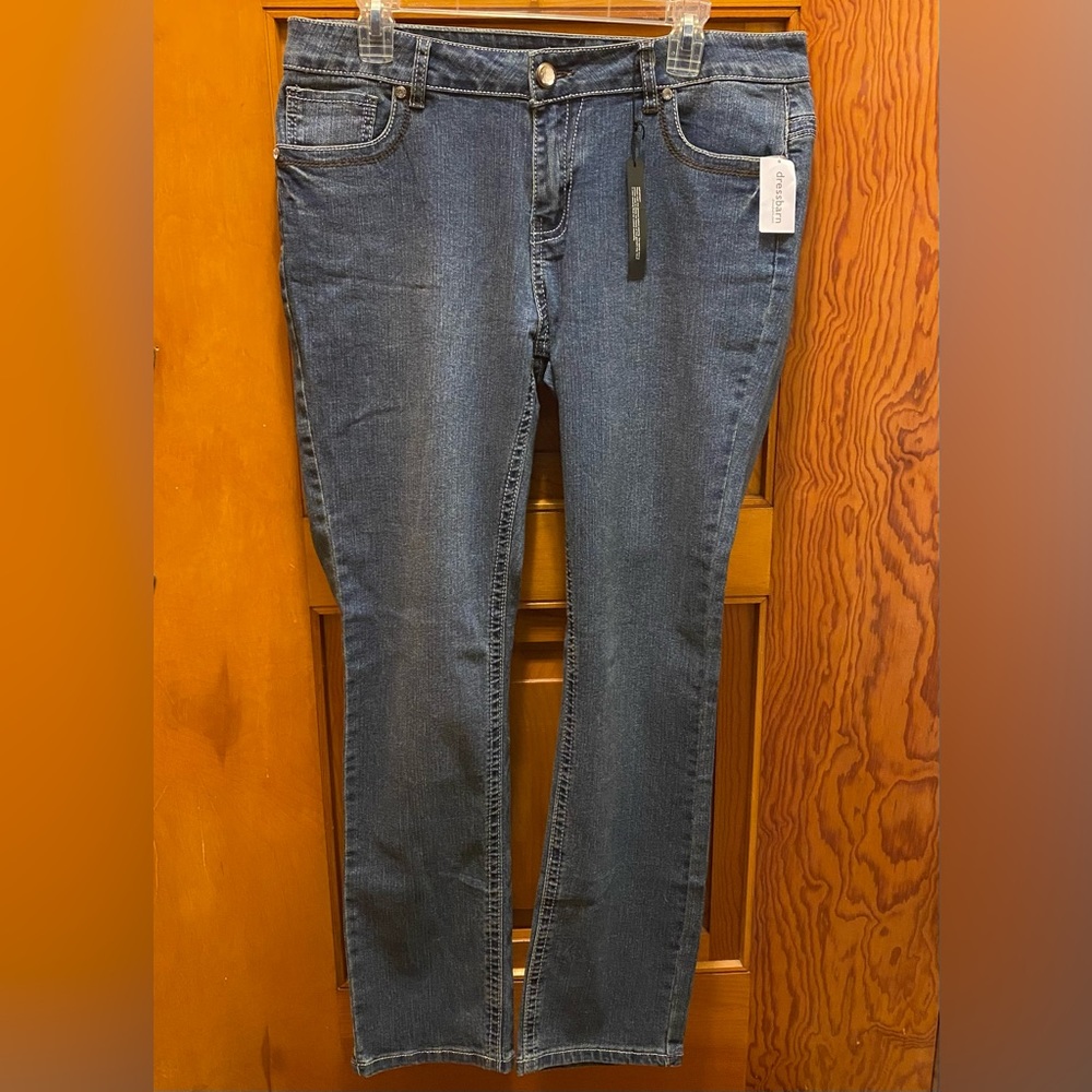 NWT Womens Roz & Ali Straight Leg Jeans Embellished
